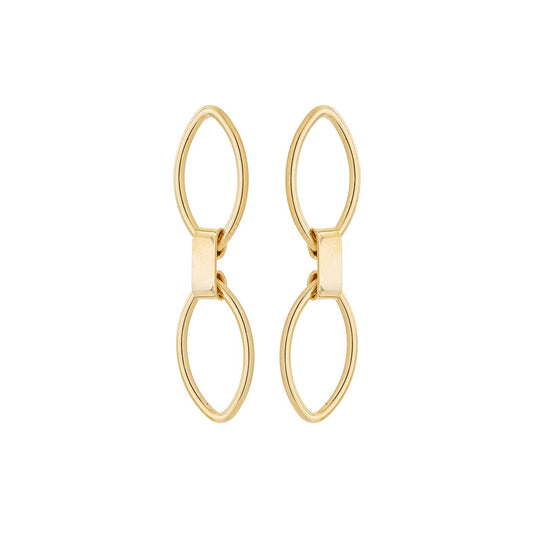 Brinco navetes banhado a ouro 18k