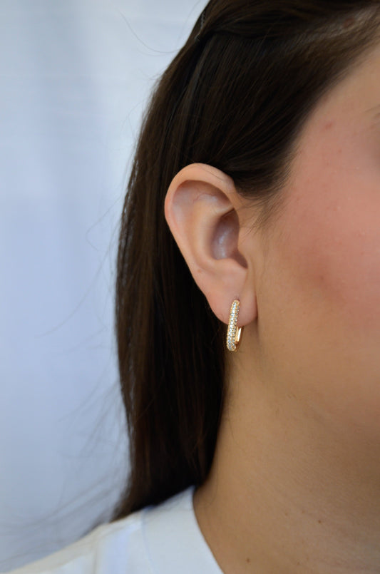 Argola articulada com zircônias banhada a ouro 18k - Biju & Cia.