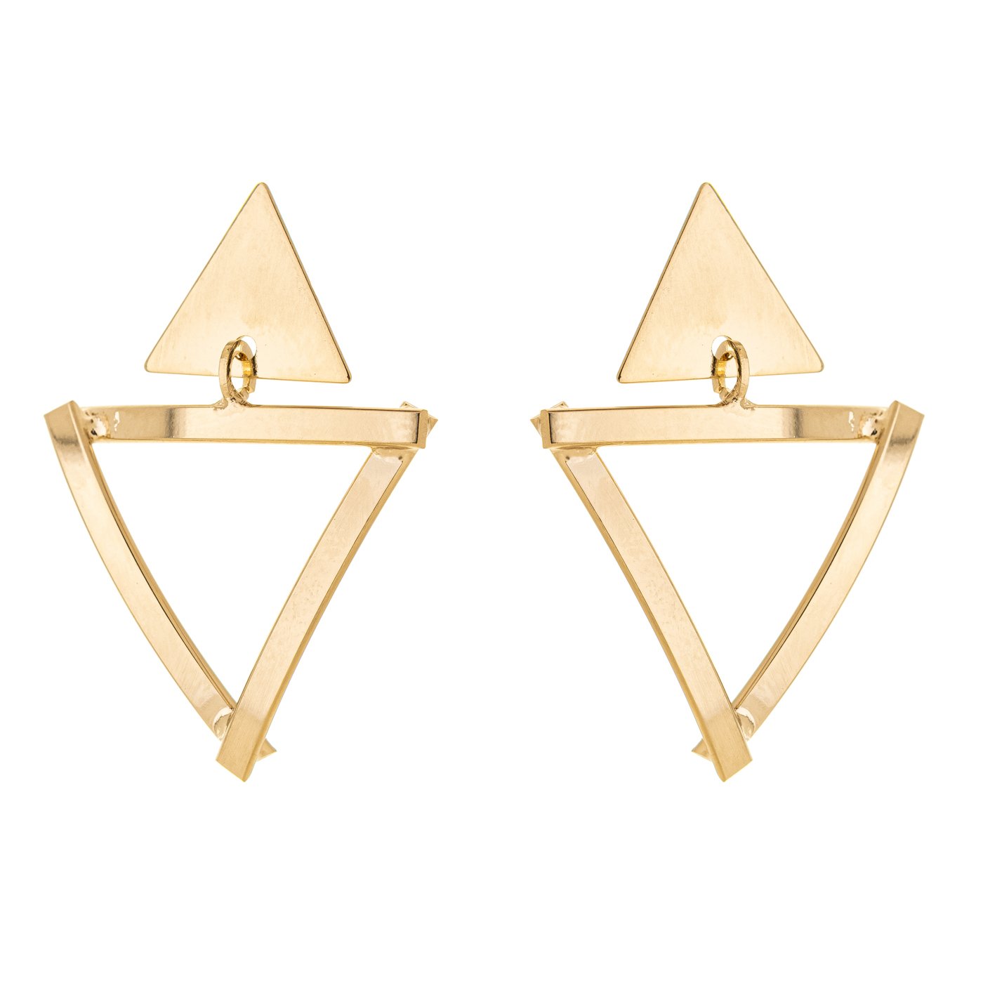 Brinco triângulo banhado a ouro 18k