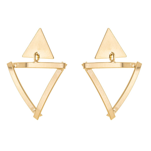 Brinco triângulo banhado a ouro 18k