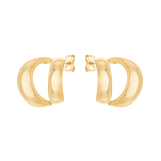 Argola dupla lisa banhada a ouro 18k