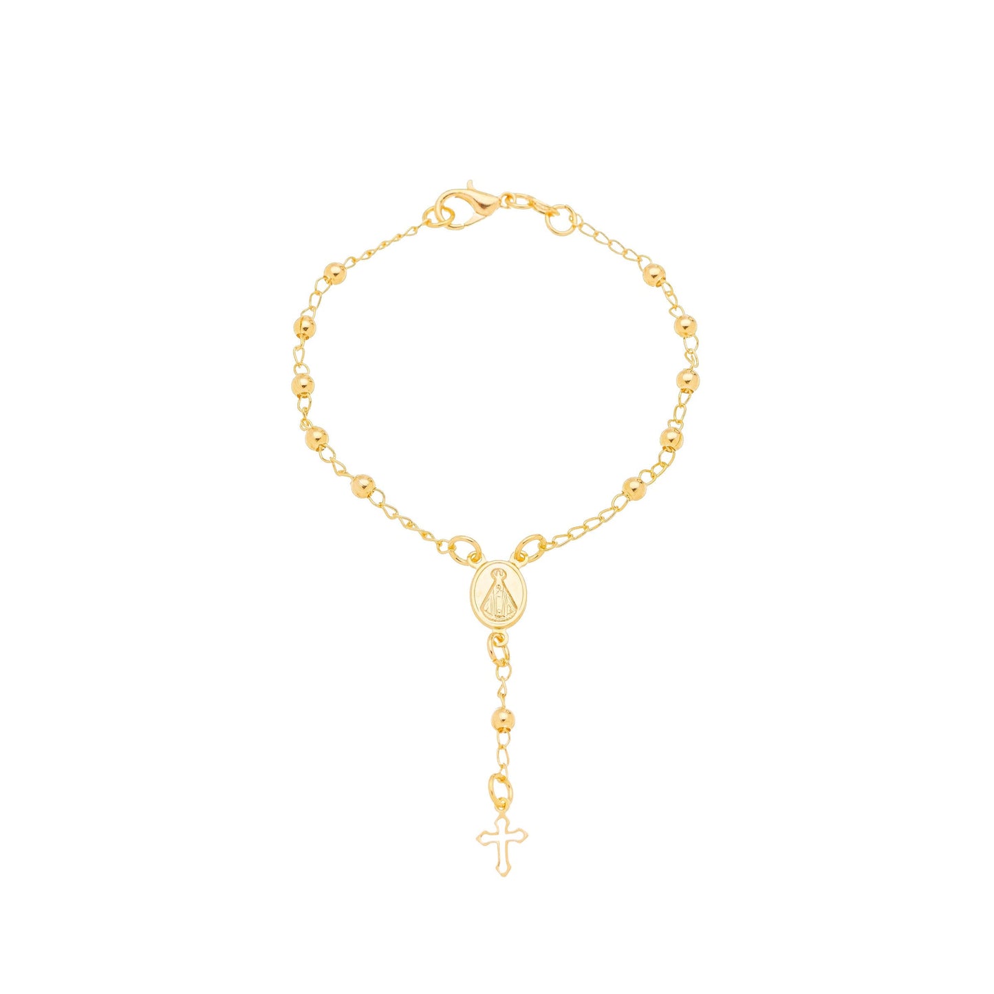Pulseira infantil de terço banhada a ouro 18k - Biju & Cia.