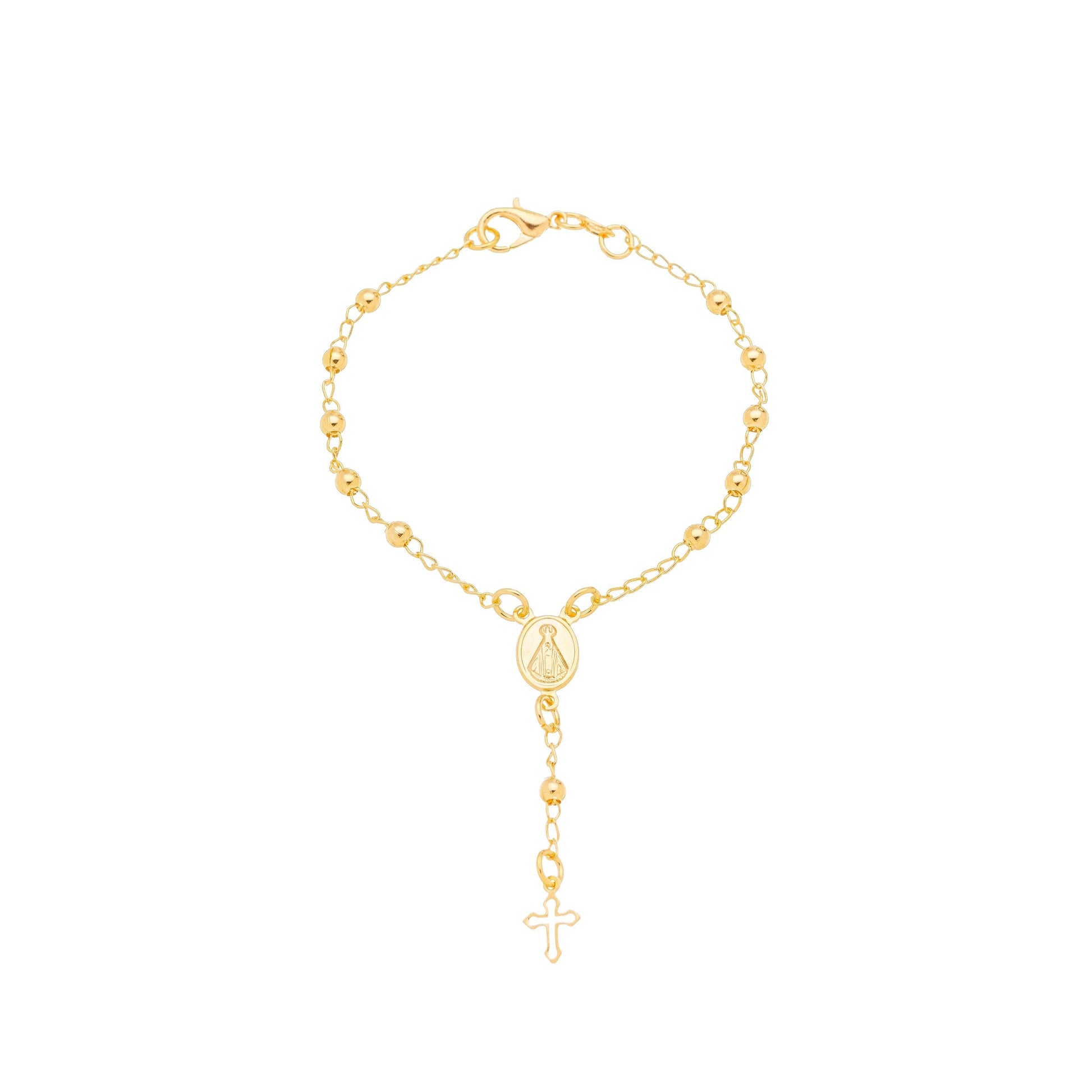 Pulseira infantil de terço banhada a ouro 18k - Biju & Cia.