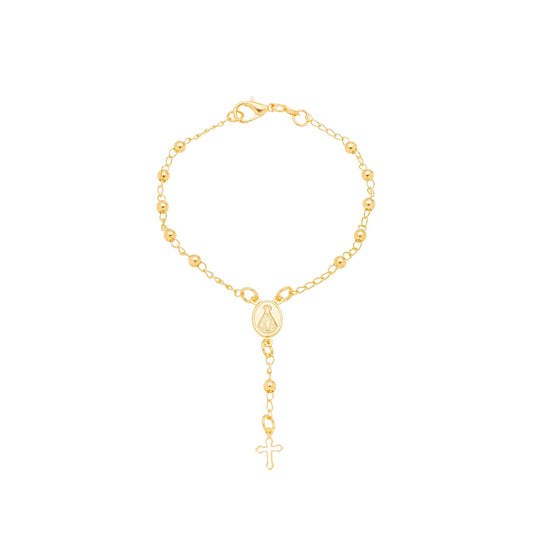 Pulseira infantil de terço banhada a ouro 18k - Biju & Cia.