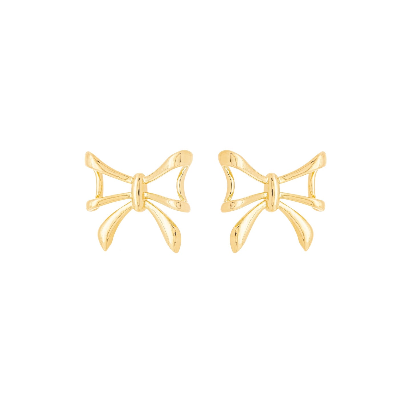 Brinco flor três pétalas banhado a ouro 18k - Biju & Cia.
