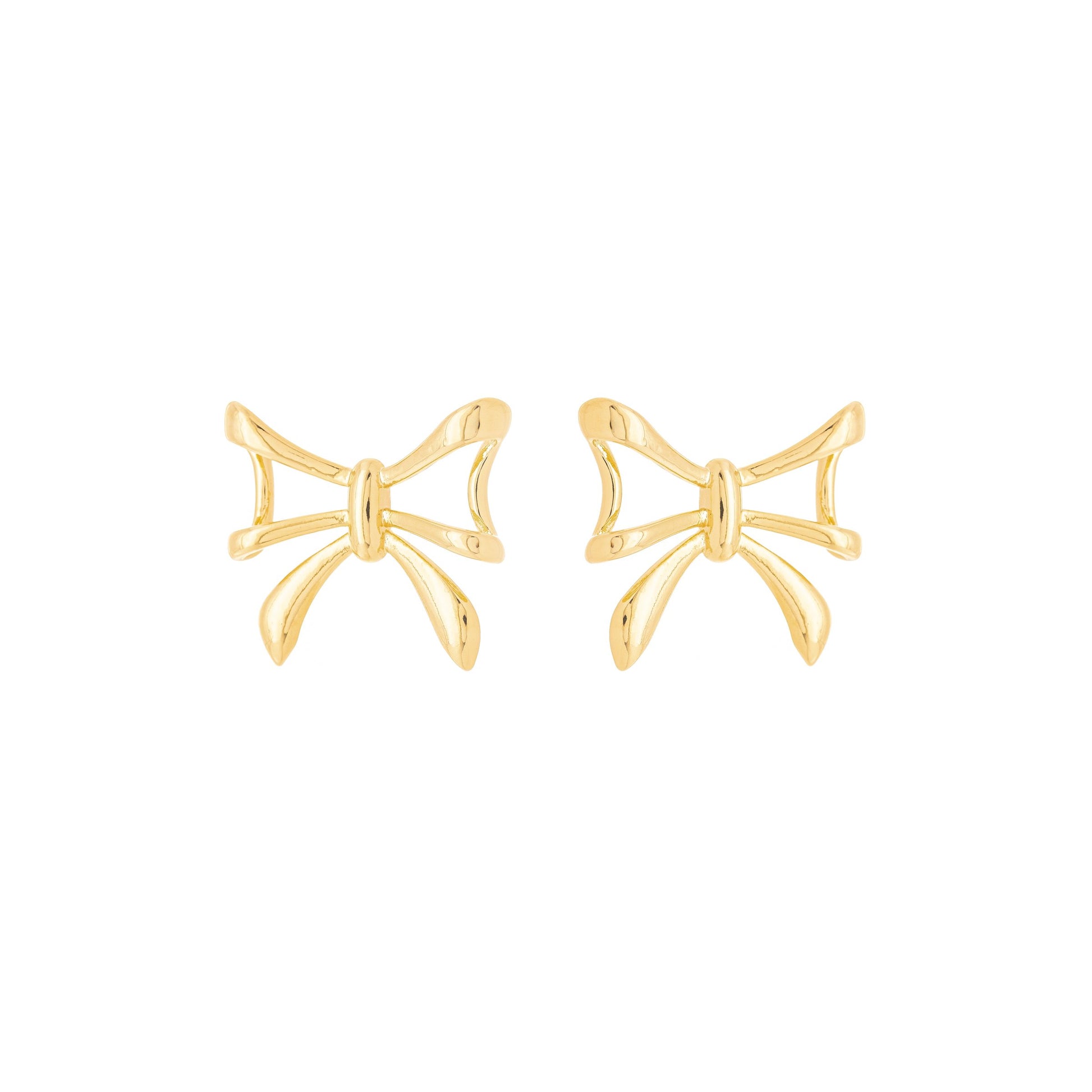 Brinco flor três pétalas banhado a ouro 18k - Biju & Cia.