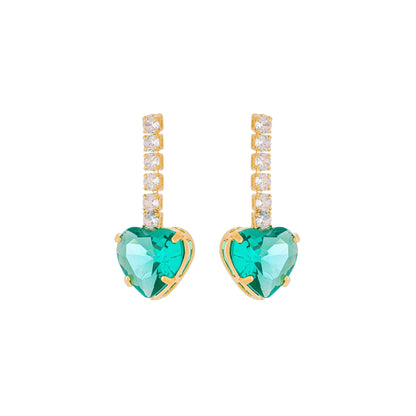 Brinco coração com pedra e zircônia banhado a ouro 18k - Biju & Cia.
