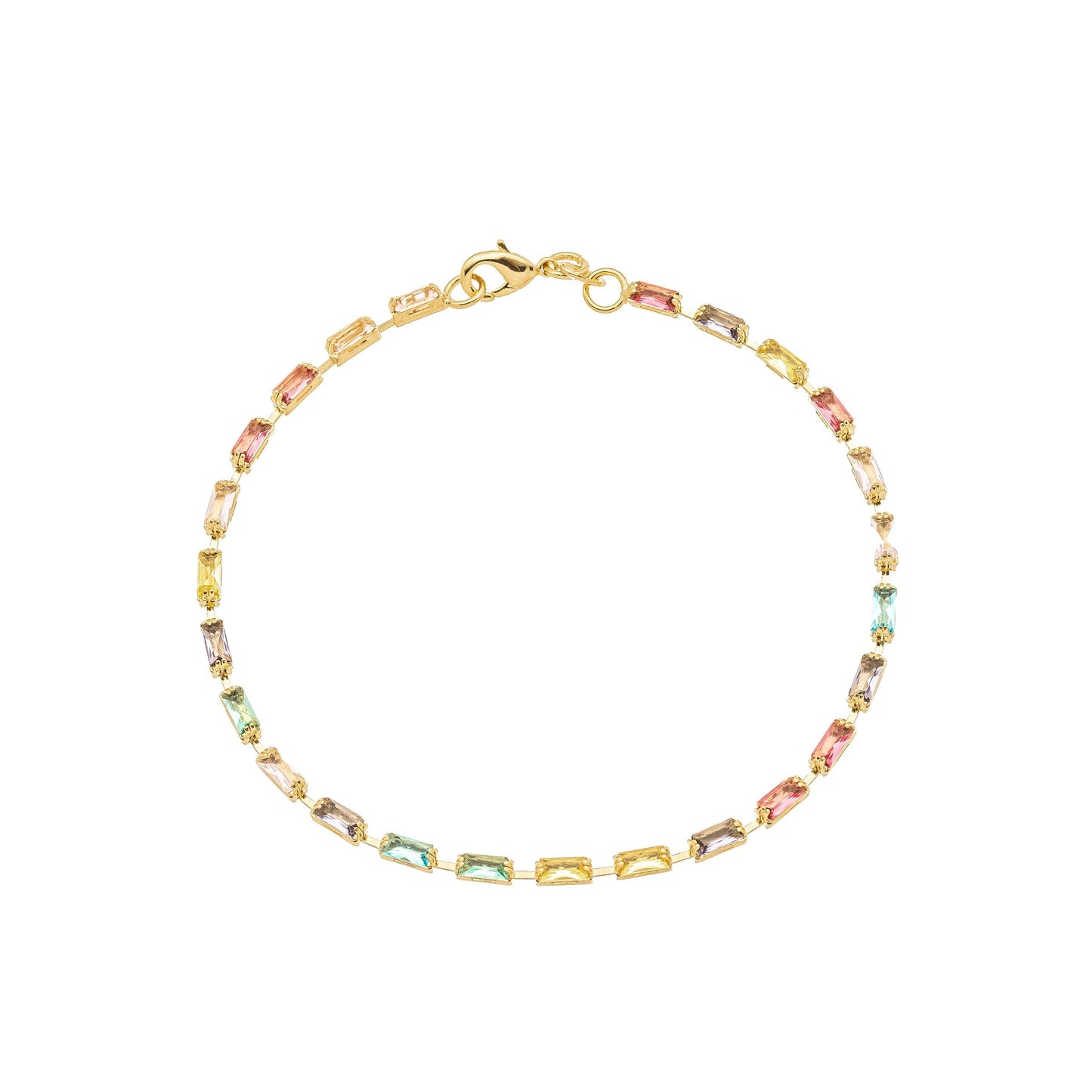 Pulseira com zircônias coloridas banhada a ouro 18k - Biju & Cia.