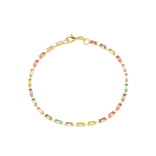 Pulseira com zircônias coloridas banhada a ouro 18k - Biju & Cia.