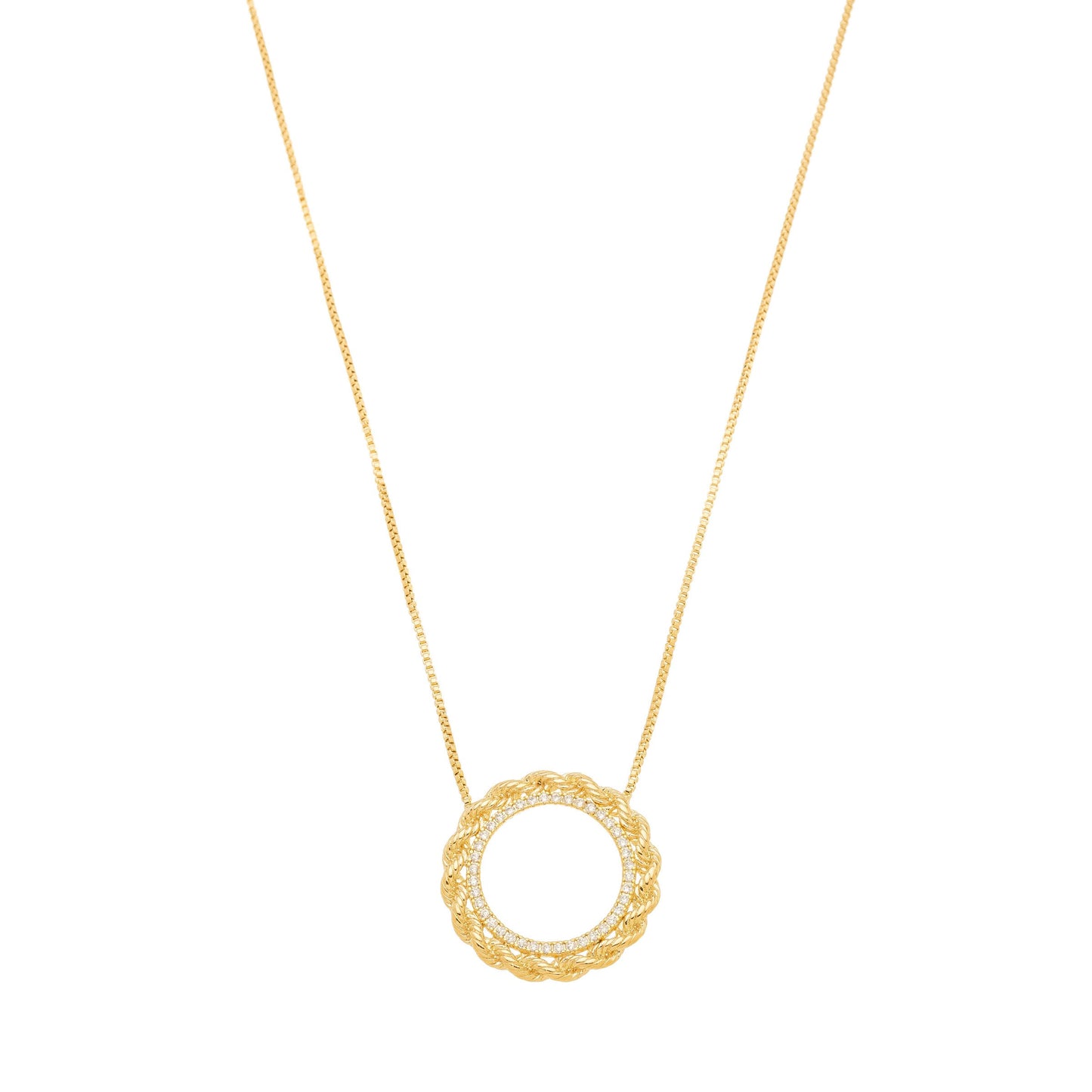 Gargantilha de mandala com zircônias banhada a ouro 18k - Biju & Cia.