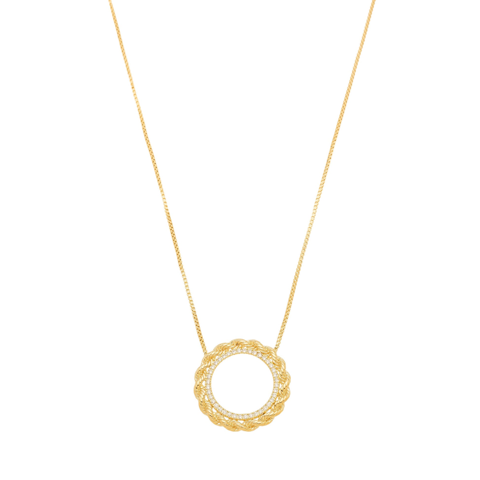 Gargantilha de mandala com zircônias banhada a ouro 18k - Biju & Cia.