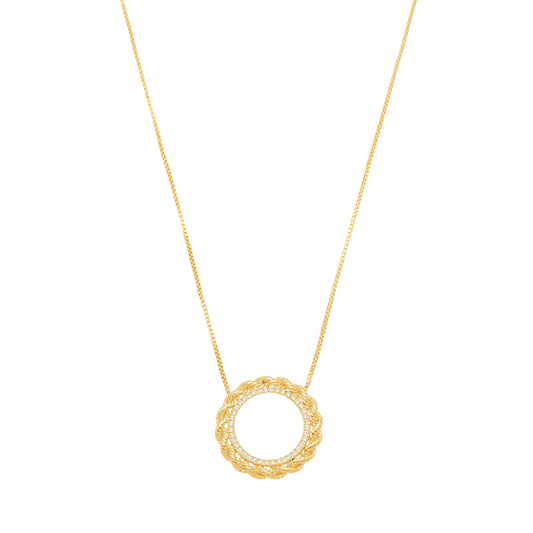 Gargantilha de mandala com zircônias banhada a ouro 18k - Biju & Cia.