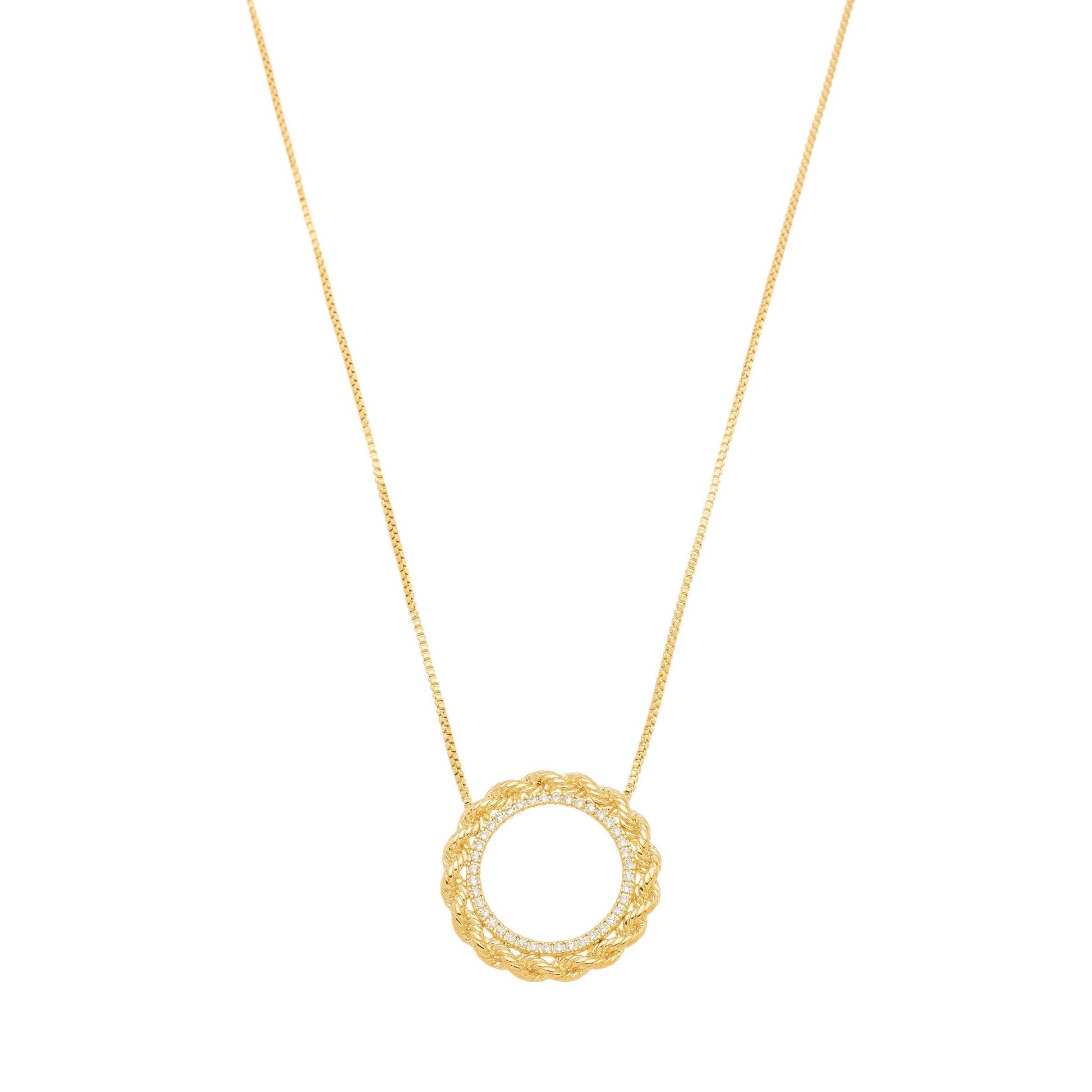 Gargantilha de mandala com zircônias banhada a ouro 18k - Biju & Cia.