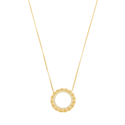 Gargantilha de mandala com zircônias banhada a ouro 18k - Biju & Cia.