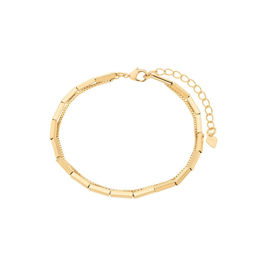Pulseira dupla com canutilhos banhada a ouro 18k