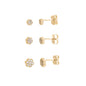 Trio de brincos com zircônias banhada a ouro 18k