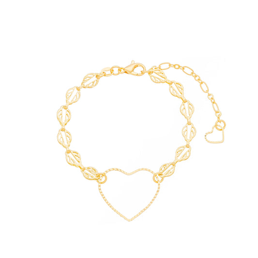 Pulseira com coração banhada a ouro 18k