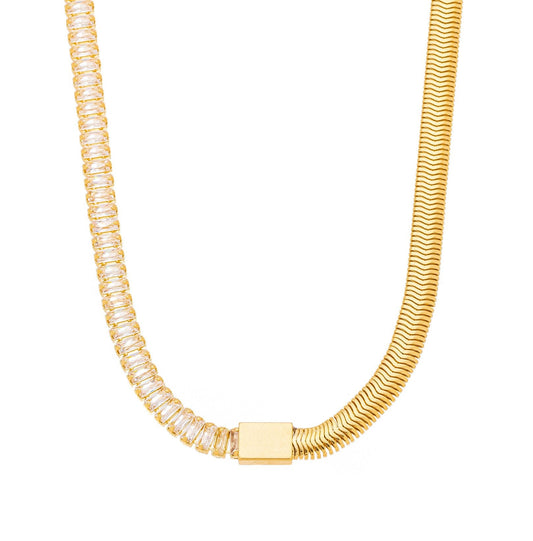 Choker lacraia e zircônias banhada a ouro 18k - Biju & Cia.