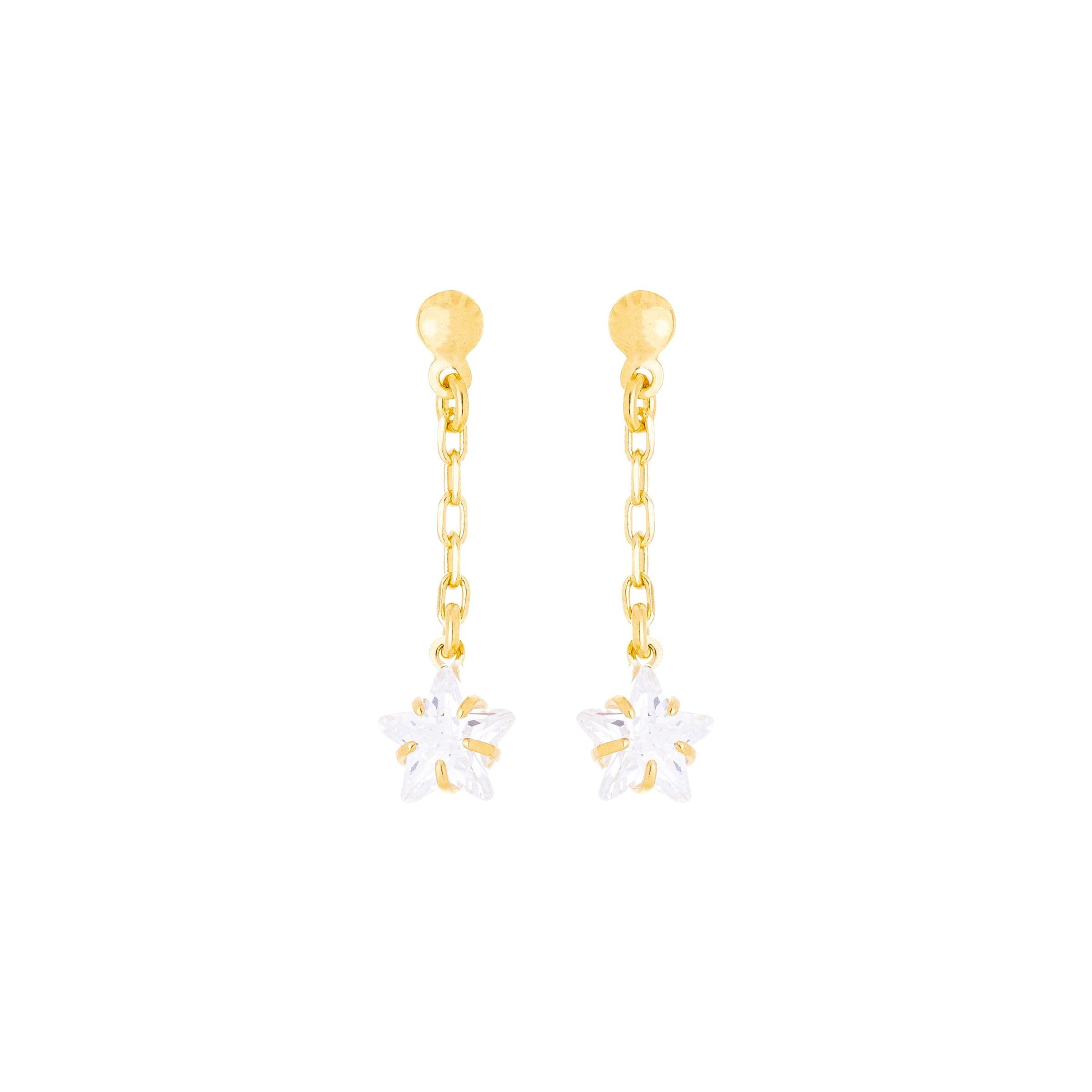 Brinco de corrente com pedra de estrela banhado a ouro 18k - Biju & Cia.