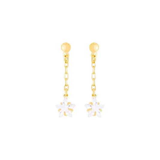 Brinco de corrente com pedra de estrela banhado a ouro 18k - Biju & Cia.