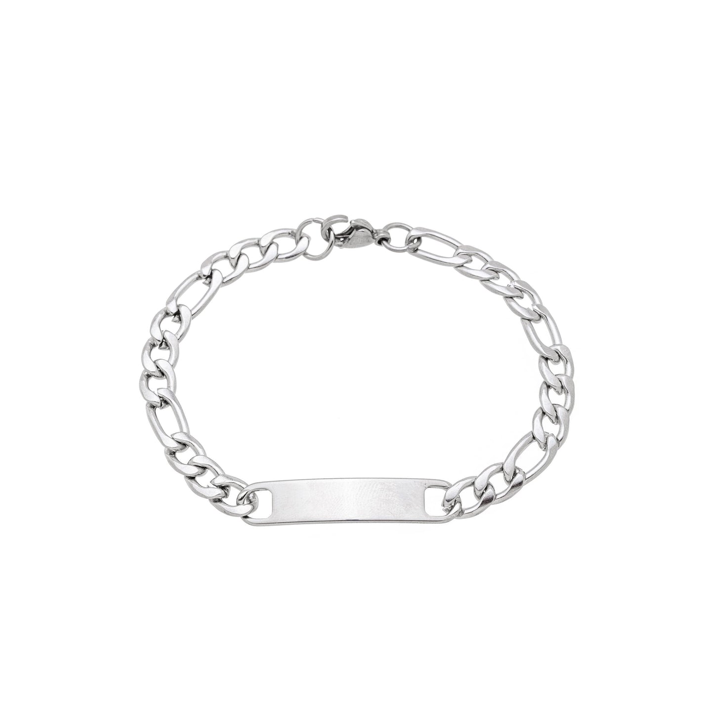 Pulseira masculina com placa em aço inox - Biju & Cia.