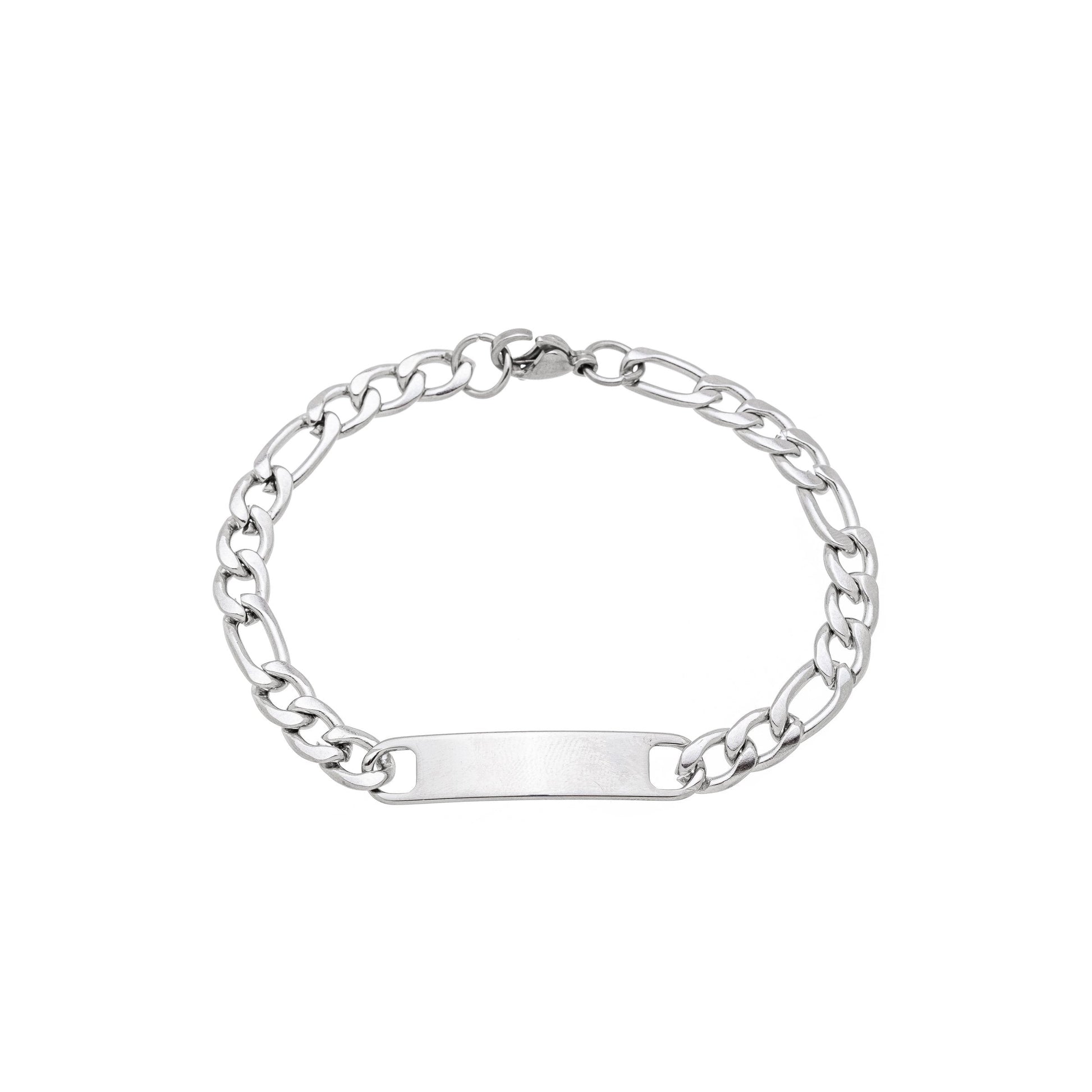 Pulseira masculina com placa em aço inox - Biju & Cia.