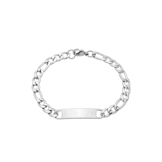 Pulseira masculina com placa em aço inox - Biju & Cia.