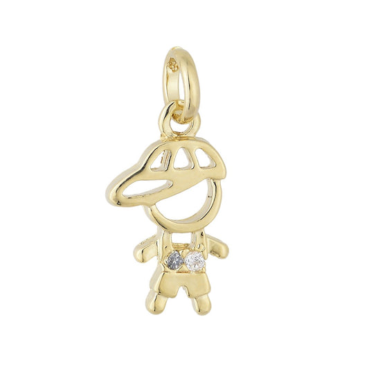 Pingente de menino com zircônia banhado a ouro 18k - Biju & Cia.