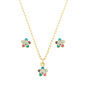 Conjunto flor com resina banhada a ouro 18k - Biju & Cia.