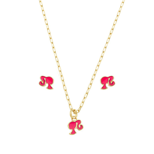 Conjunto menina com renina banhado a ouro 18k - Biju & Cia.
