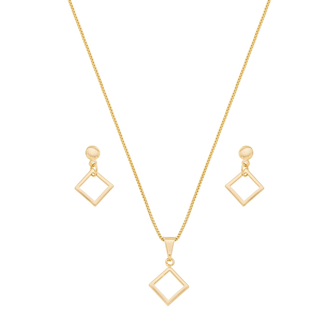 Conjunto losango banhado a ouro 18k