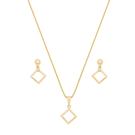 Conjunto losango banhado a ouro 18k