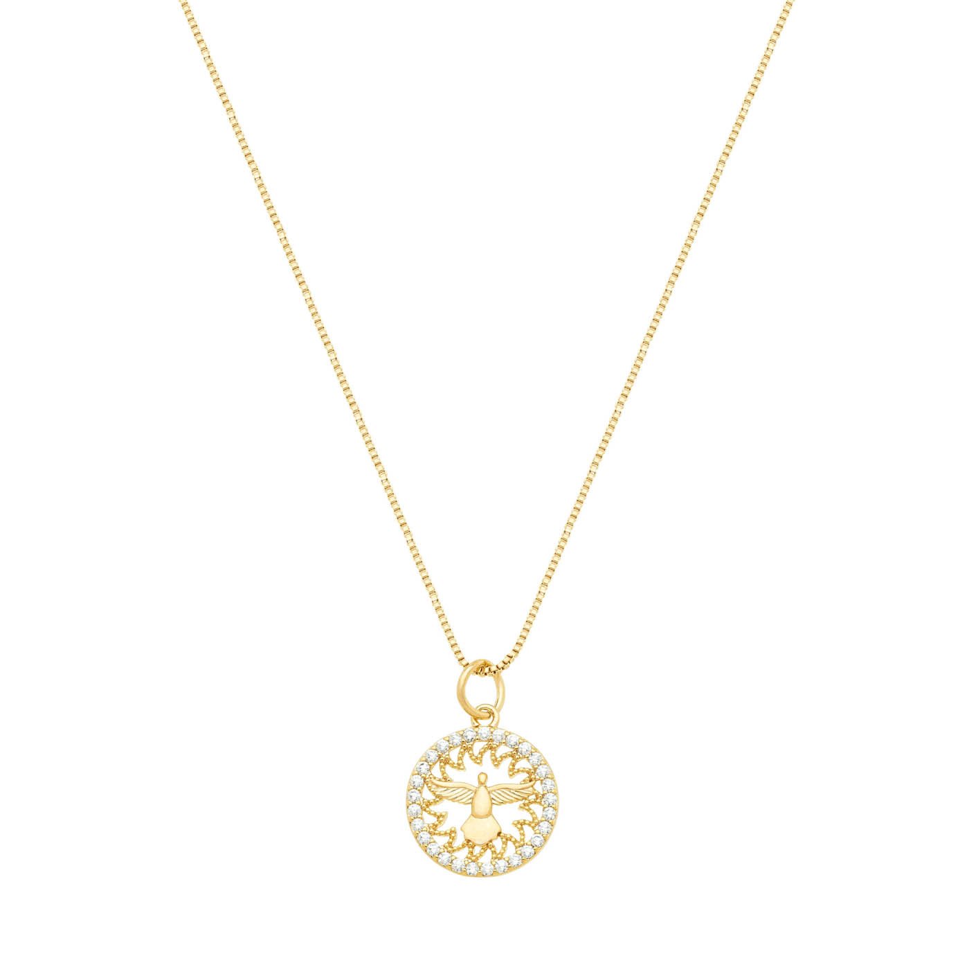 Gargantilha espírito santo com zircônias banhada a ouro 18k