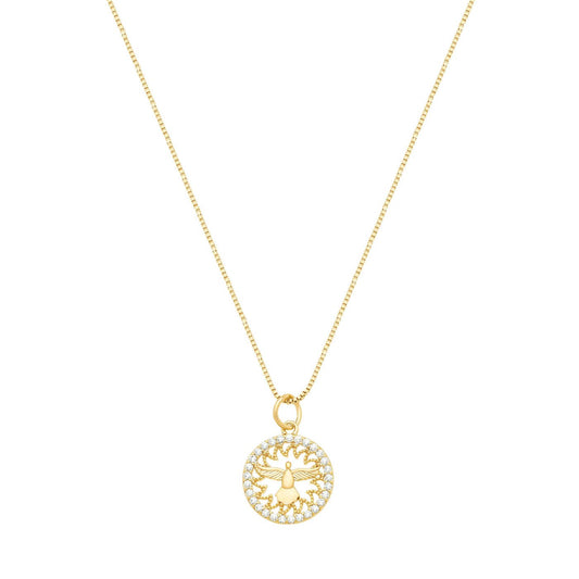 Gargantilha espírito santo com zircônias banhada a ouro 18k