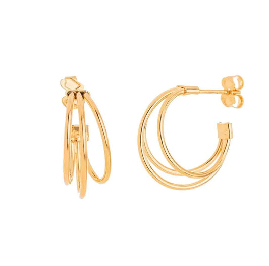 Brinco de argola de 3 fios banhado a ouro 18k - Biju & Cia.