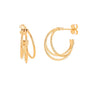 Brinco de argola de 3 fios banhado a ouro 18k - Biju & Cia.