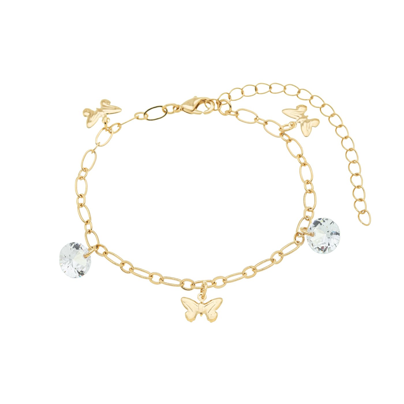 Pulseira borboletas e zircônias banhada a ouro 18k - Biju & Cia.