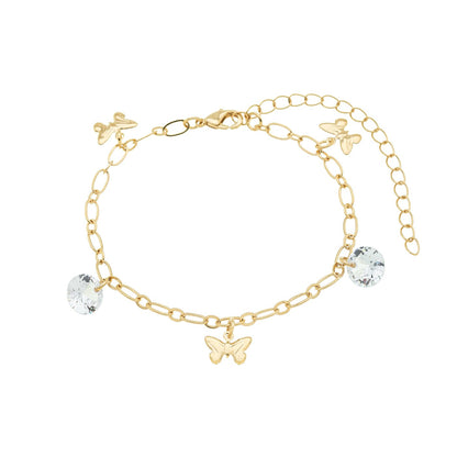 Pulseira borboletas e zircônias banhada a ouro 18k - Biju & Cia.