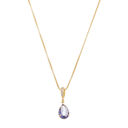 Gargantilha gota com pedra banhada a ouro 18k - Biju & Cia.