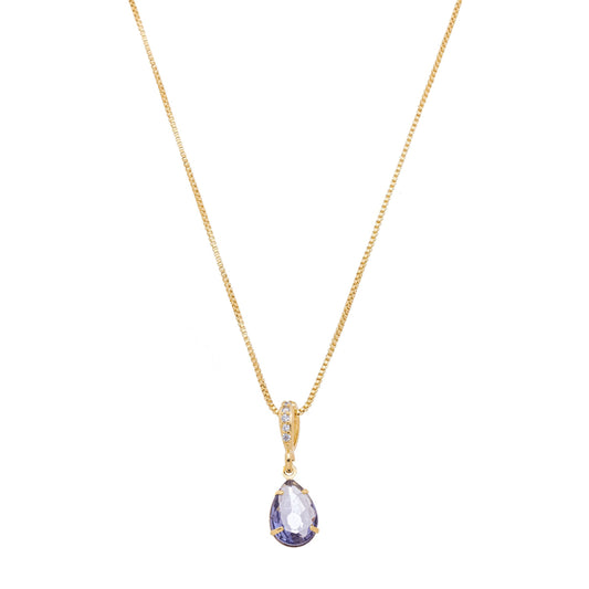 Gargantilha gota com pedra banhada a ouro 18k - Biju & Cia.