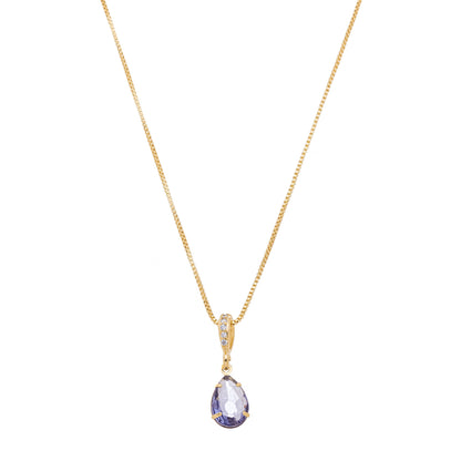 Gargantilha gota com pedra banhada a ouro 18k