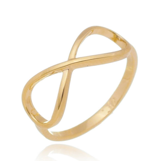 Anel liso com símbolo do infinito banhado a ouro 18k - Biju & Cia.