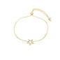 Pulseira regulável de estrela com zircônias banhada a ouro 18k - Biju & Cia.