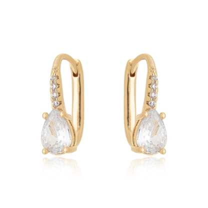 Argola com zircônia banhada a ouro 18k - Biju & Cia.