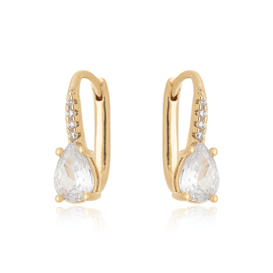 Argola com zircônia banhada a ouro 18k - Biju & Cia.