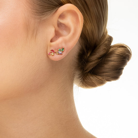 Brinco earcuff com zircônias banhada a ouro 18k