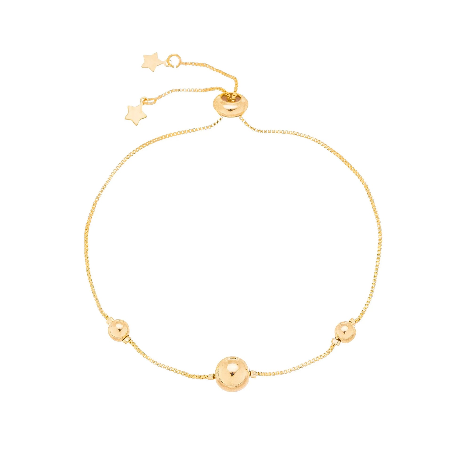 Pulseira regulável com bolas banhada a ouro 18k - Biju & Cia.