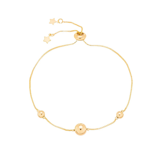 Pulseira regulável com bolas banhada a ouro 18k - Biju & Cia.