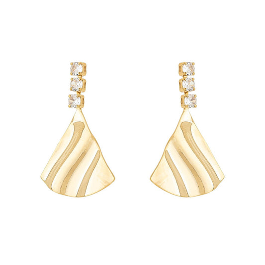 Brinco de triângulo com zircônias banhado a ouro 18k - Biju & Cia.