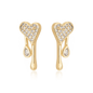 Brinco de coração com zircônias banhado a ouro 18k - Biju & Cia.